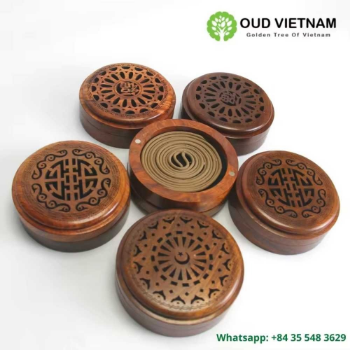 Round Incense Burning Wood Box Supplier Oud Vietnam High Quality Pure Agar OUD Wood Incense coil for Home Decoration Fragance 1