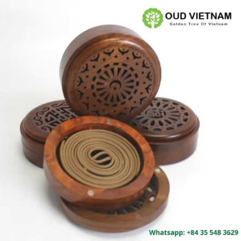 Round Incense Burning Wood Box Middle East Agar Wood OUD Incense Coil from natural Oud Chips Oud Wood High-end Incense Coil  1