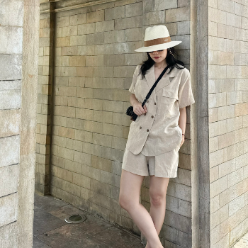 High Quality 100% Linen Fashion Set For Women Casual 2 Pieces Blazer And Short Pants Linen Washable Made In Vietnam Manufacturer 6