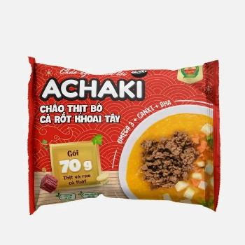 High Quality Achaki instant porridge beef with carrot and potato High Quality infant retort pouch 100% Fresh Ingredients ISO VIETGAP HACCP Nutrition