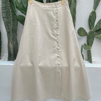 High Quality Asymmetrical Buttoned Linen Skirt Woman Skirts For Wholesale Good Price Customized Packaging Vietnam Manufacturer 5