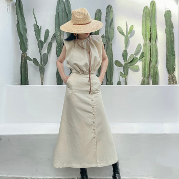 High Quality Asymmetrical Buttoned Linen Skirt Woman Skirts For Wholesale Good Price Customized Packaging Vietnam Manufacturer 2