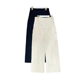 High Quality Casual Print Pattern Maternity Wide-Leg Pants for Pregnant Women Comfortable with Waist Logo Q275