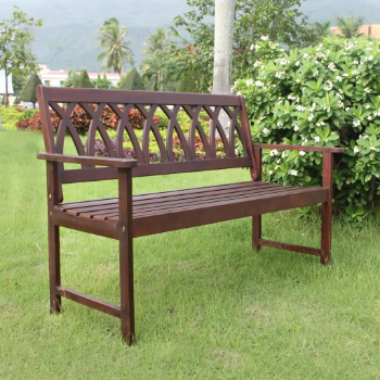 High Quality Cris Cross Backrest Garden Bench Wooden Exterior Outdoor Outdoor Luxury Furniture Garden Bench Wood Made In Vietnam 4