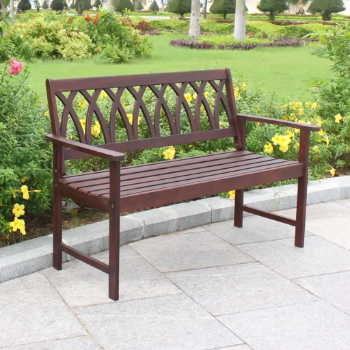 High Quality Cris Cross Backrest Garden Bench Wooden Exterior Outdoor Outdoor Luxury Furniture Garden Bench Wood Made In Vietnam 3