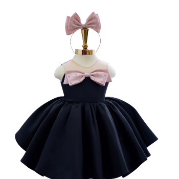 High Quality Customizable Short Black Party Dress for Big Size Children OEM ODM by Nhung Nguyen Made in Viet Nam