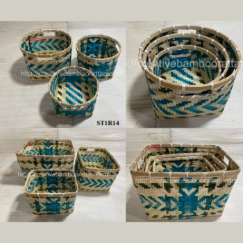 High Quality Eco Friendly Bamboo Storage Basket Set Hand Woven Storage Box Woven Basket Container Multi Color Wholesale 5