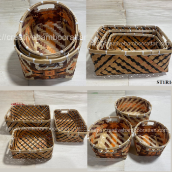 High Quality Eco Friendly Bamboo Storage Basket Set Hand Woven Storage Box Woven Basket Container Multi Color Wholesale 4