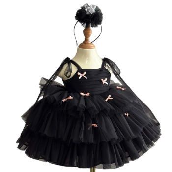 High Quality OEM ODM Girls' Party Dress Princess Bow Style Made Vietnam Cotton Chiffon Fancy Cosplay Autumn Big Size