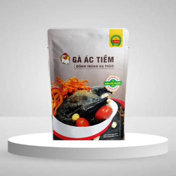 High-Quality Slow-Cooked Black Chicken Soup With Cordyceps – Natural Color, Ready-To-Eat, Bagged Packaging, Made In Vietnam