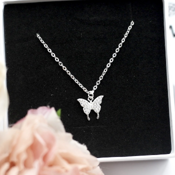 Jewelry 925 Sterling Silver Cubic Zirconia Pendant Necklaces Butterfly Shape Pendant For Woman Vietnam Manufacturer 6