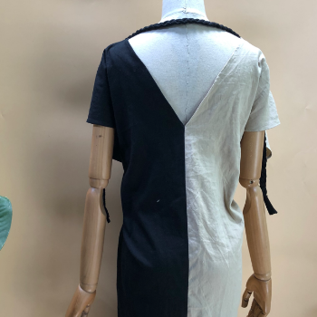 Knot Midi Linen Dress For Lady Color Block Casual Wholesale Dresses Women Fast Delivery Natural From Vietnam Manufacturer 3