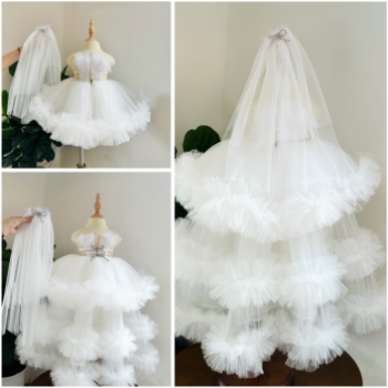 Long Dress Bridal Gown with Detachable Long Train Girl's Clothing Girls Dresses Princess High Quality Factory Price OEM ODM Service Made In Vietnam 2