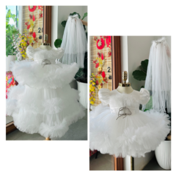 Long Dress Bridal Gown with Detachable Long Train Girl's Clothing Girls Dresses Princess High Quality Factory Price OEM ODM Service Made In Vietnam 1