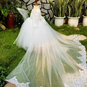 Long Dress Bridal Gown with Tail Girl's Clothing Girls Dresses Princess High Quality Factory Price OEM ODM Service Made In Vietnam 5