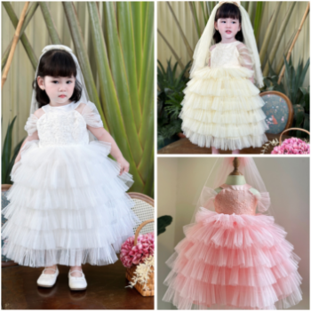 Long Dress Bridesmaid Dress with Veil Girl's Clothing Girls Dresses Princess High Quality Factory Price OEM ODM Service Made In Vietnam 1