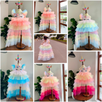 Long Dress Unicorn Dress with Long Train Girl's Clothing Girls Dresses Princess High Quality Factory Price OEM ODM Service Made In Vietnam 