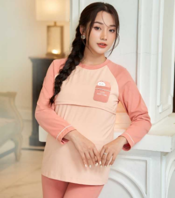 Long Sleeved Maternity & Postpartum Set Cotton B528 Anti-Shrink Minimalist Casual Wear Good Absorbency Custom Design 6