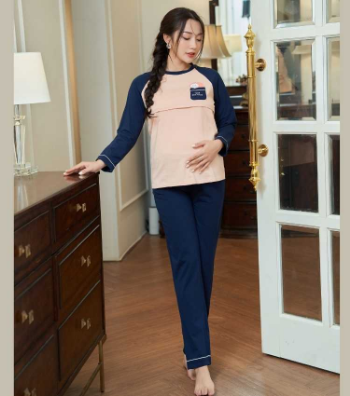 Long Sleeved Maternity & Postpartum Set Cotton B528 Anti-Shrink Minimalist Casual Wear Good Absorbency Custom Design 5