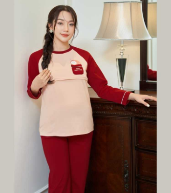 Long Sleeved Maternity & Postpartum Set Cotton B528 Anti-Shrink Minimalist Casual Wear Good Absorbency Custom Design 7