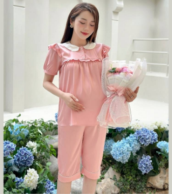 Maternity Clothes Set Designed In Lotus Silk B425 Good Price  Anti-Shrink Minimalist Casual Wear Not Discolored Custom Logo 4