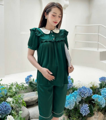 Maternity Clothes Set Designed In Lotus Silk B425 Good Price  Anti-Shrink Minimalist Casual Wear Not Discolored Custom Logo 3