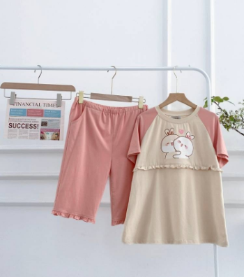 Maternity Clothes Set Made Of Soft Cotton, 4-Way Stretch, Sharp Print B414 Breathable Sweat-Absorbent Casual Wear 8