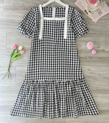 Maternity Dress Black Square Neck Plaid V1062 Good Choice Anti-Shrink Sweat-Absorbent Casual Wear Good Absorbency Custom Design 8