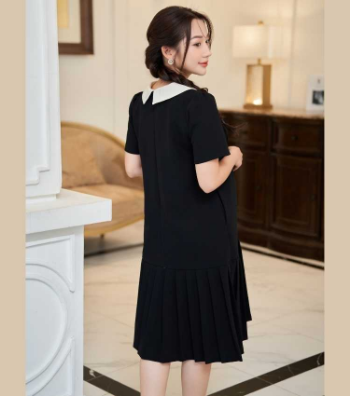 Maternity Dress For Pregnant Women Pleated Office Dress V853 Good Choice  Breathable Minimalist High Elasticity Good Absorbency 4