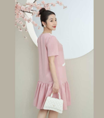 Maternity Dress With Pink Bow V641 Good Price Breathable Minimalist High Elasticity Not Discolored Custom Design OEM/ODM Service 4