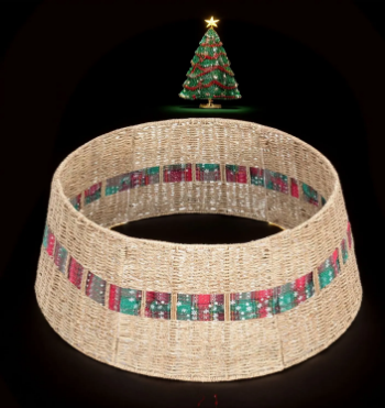 Natural woven Christmas tree collar, foldable, Christmas decoration, large seagrass Christmas tree skirt, christmas tree