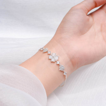 New Arrival Elegant Bracelet 925 Sterling Silver 4 Leaf Clover Cubic Zirconia Detachable Box Chain Fine Jewelry Bracelets 5