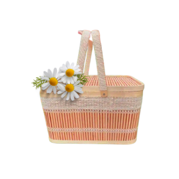 New Arrival Picnic Basket High Quality Eco Friendly Natural Bamboo Basket Storage/Bamboo Homeware Bamboo Storage Basket With Lid 1