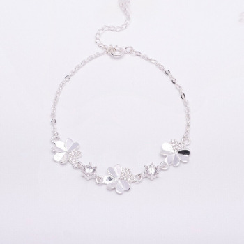 New Design Elegant Charms Bracelet 925 Sterling Silver 4 Leaf Clover Cubic Zirconia Detachable Fine Jewelry Bracelets 1