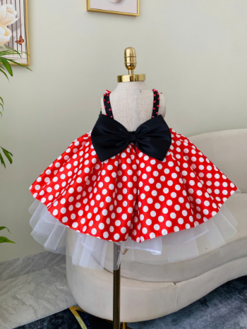 NEW DESIGN polka dot cartoon style gown for kids girl party dress sleeveless with many layers for many occasions support ODM/OEM 5