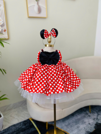 NEW DESIGN polka dot cartoon style gown for kids girl party dress sleeveless with many layers for many occasions support ODM/OEM 3