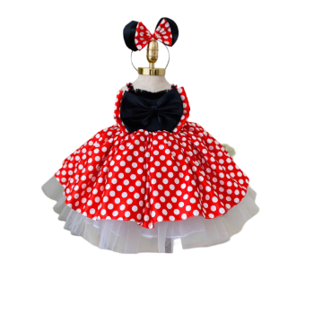 NEW DESIGN polka dot cartoon style gown for kids girl party dress sleeveless with many layers for many occasions support ODM/OEM 2