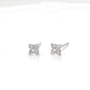 New Trending 925 Sterling Silver Jewelry Flower Shape Cubic Zirconia Fine Stud Earrings Tiny Classic Earrings for Girl Woman 2