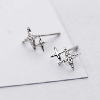 OEM ODM Service S925 Sterling Silver Fine Jewelry Star Cubic Zirconia Stud Earrings Trendy Earrings for Girl Woman 2