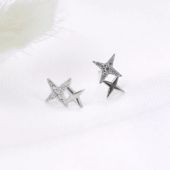 OEM ODM Service S925 Sterling Silver Fine Jewelry Star Cubic Zirconia Stud Earrings Trendy Earrings for Girl Woman 1