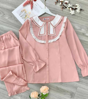 Pregnancy Maternity Set Vertical Zipper For Baby Breastfeed Pants Pearl Silk Elastic Bow Collar B508 Breathable Minimalist 8