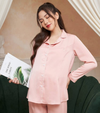 Pregnancy & Postpartum Set Pearl Silk Lactation Shirt Tummy Tuck Pants B292A High Quality Breathable Minimalist Casual Wear 3