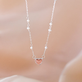 Premium Woman's 925 Sterling Silver Fine Jewelry Cubic Zirconia Diamond Pink Heart Pendant Necklace OEM ODM Service 3