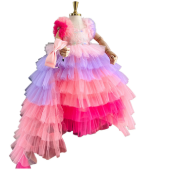 Princess Dress for Baby Girls Small Size Long Purple Bridesmaid Veil by Nhung Nguyen Made in Vietnam OEM ODM Kid Clothes
