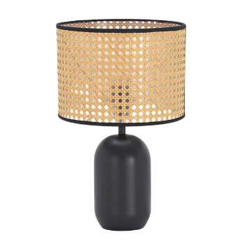 Round cylindrical rattan table lamp with fox eyes, Lamps made from handmade materials, home decoration accessories, wholesale.