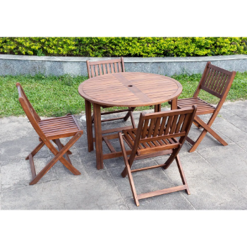 Round Folding Acacia Table Modern Outdoor Wholesale Outdoor Furniture Garden Folding Round Wooden Table Made In Vietnam 3