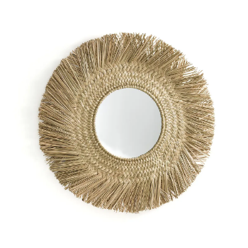 Round mirror made of seagrass, wall hanging, home decor, highly aesthetic home decoration accessories, wholesale.