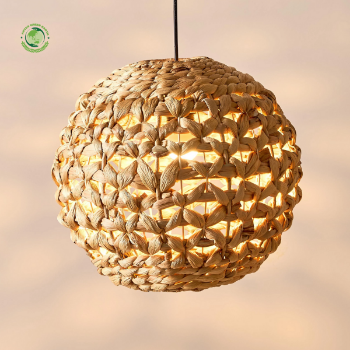 Round Water Hyacinth Lampshade, Lamps made from handmade materials, home decoration accessories, wholesale.