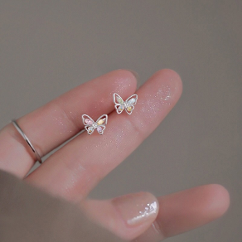 S925 Sterling Silver Fine Jewelry Butterfly Cubic Zirconia Stud Earrings Trendy Earrings for Woman OEM ODM Service 6