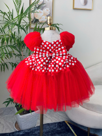 SAMPLE PROVIDED IF INQUIRE customizable polkadot short sleeve baby girl birthday dress 1 years old budget friendly party dress 4